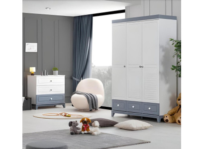 Juego de habitación infantil Armario moderno Cómoda Muebles de madera Dormitorio Nuevo