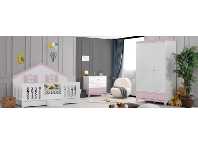 Set de habitación infantil moderno que consta de cama infantil, armario, cómoda, 3 piezas, nuevo.