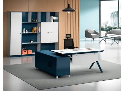 Estudio en casa Escritorio azul y blanco Diseñador Mesa de madera Muebles finos