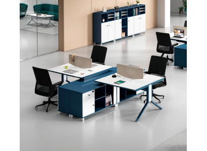 Mesa de trabajo blanco y azul Mobiliario de escritorio Diseñador de muebles Mesas de alta calidad