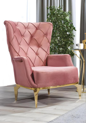 Chesterfield sillón rosa de diseño tapizado de un asiento muebles de lujo.