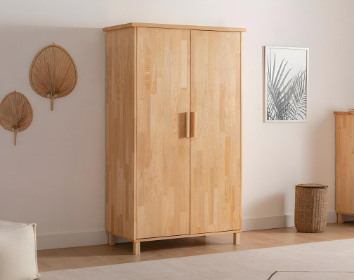 Armario de ropa beige de alta calidad, elegante armario de dormitorio de 2 puertas.