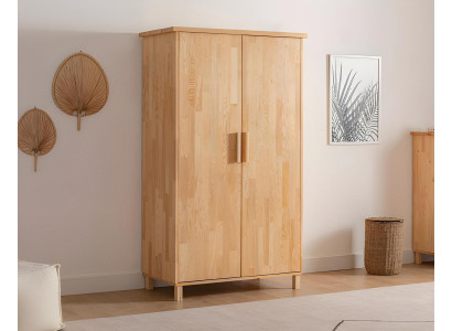Armario de ropa beige de alta calidad, elegante armario de dormitorio de 2 puertas.