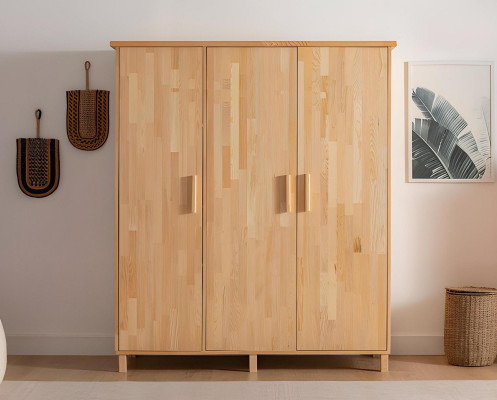 Dormitorio beige Armario elegante Armarios de madera de diseño de 3 puertas.