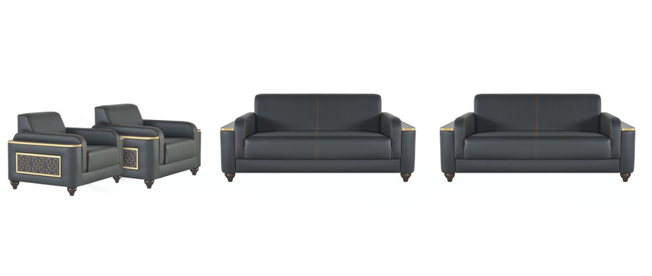 Oficina Sofás Diseño Moderno Conjunto de Sala de Estar 4 piezas Negro Unicolor