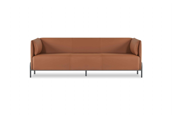 Oficina en casa de 2 piezas sofá de 3 plazas con sillón marrón diseño moderno de un solo color.