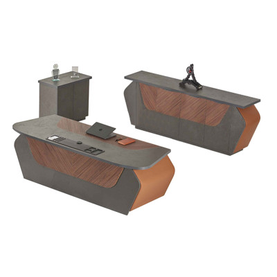 Conjunto de estudio de 3 piezas Escritorio Credenza Cómoda Moderno Estilo Rectangular