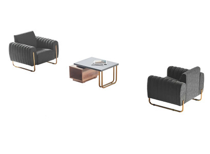 Conjunto de sala de estar de 3 piezas, 2 sillones, mesa de centro marrón gris, diseño moderno.