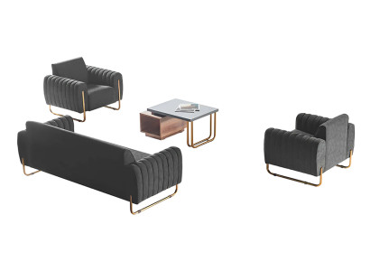 Sala de estar Sofás de tela Set 3 plazas 2x sillón mesa de centro Estilo moderno