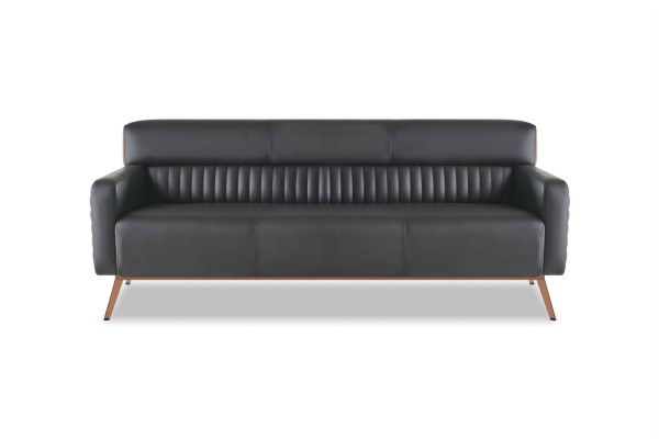 Set de sala de estar de 3 piezas con sofá de 3 plazas y 2 sillones en negro de estilo moderno y monocromático.