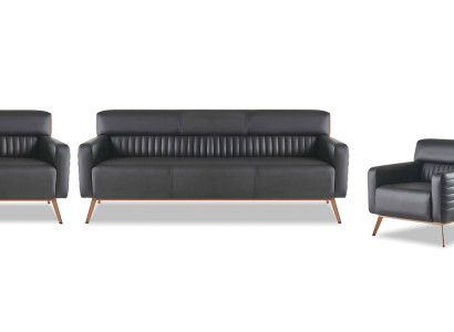 Arbetiszimmer-Set de 4 piezas con sofá de 3 plazas, sofá de 2 plazas y sillón en estilo moderno de diseño.