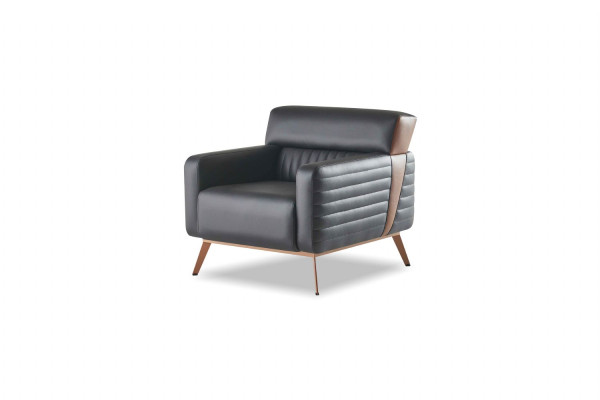 Conjunto de sala de estudio 4 piezas 3 plazas 2 sillones mesa de centro Negro Liso