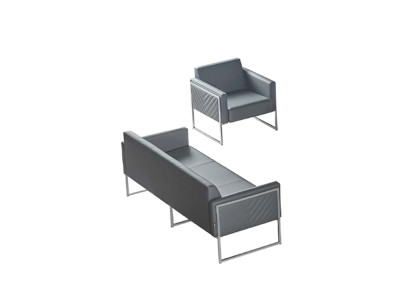 Juego de sala de estar de 2 piezas con sofá de 3 plazas y sillón gris liso diseño moderno.