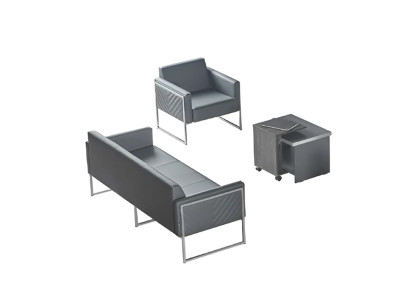 Conjunto de sala de estar de 3 piezas, sofá de 3 plazas, sillón y mesa de centro en gris liso y moderno.