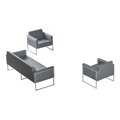 Set de sala de trabajo de 3 piezas con sofá de 3 plazas y 2 sillones en gris de estilo moderno.
