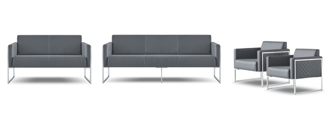 Conjunto de oficina de 4 piezas 3 plazas 2 plazas 2 sillones Gris Monocromo Moderno