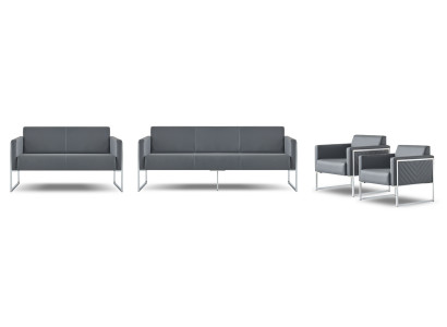 Conjunto de oficina de 4 piezas 3 plazas 2 plazas 2 sillones Gris Monocromo Moderno