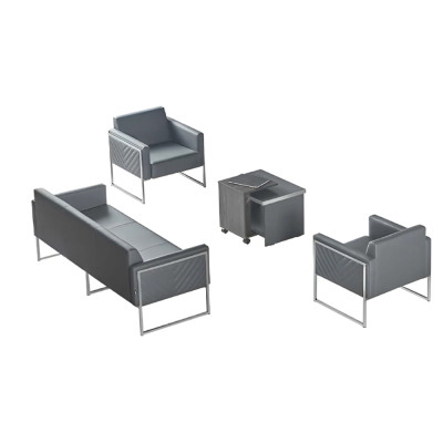 Conjunto de estudio 4 piezas 3 plazas 2x sillón Mesa de centro Gris uniforme Estilo