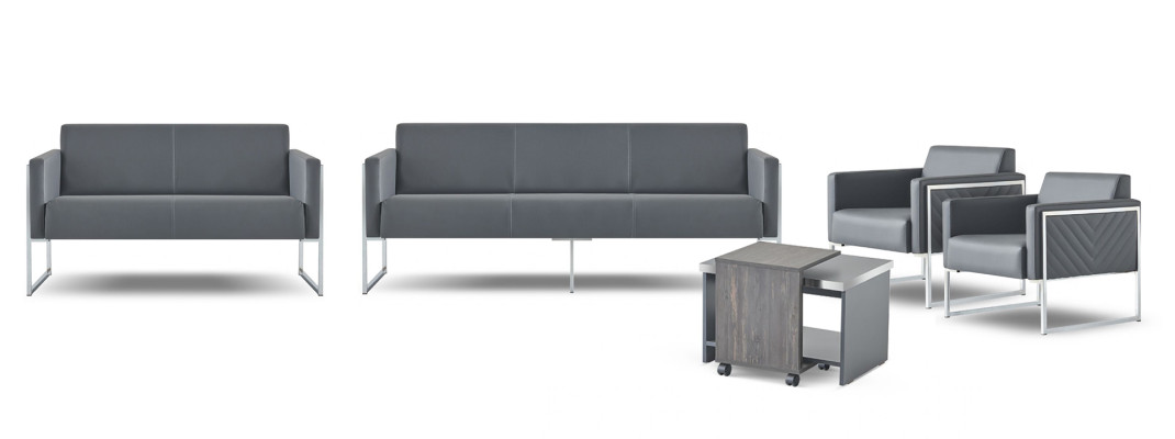 Set de sala de estudio de 5 piezas: sofá de 3 plazas, sofá de 2 plazas, 2 sillones, mesa de centro. Estilo gris.