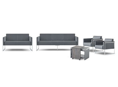 Set de sala de estudio de 5 piezas: sofá de 3 plazas, sofá de 2 plazas, 2 sillones, mesa de centro. Estilo gris.
