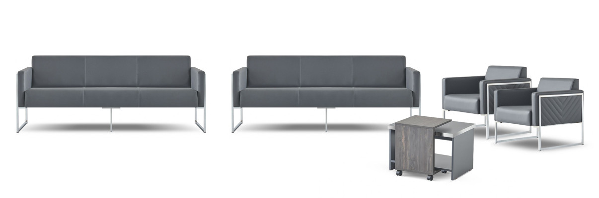 Conjunto de sala de trabajo de 5 piezas 2 sofás de 3 plazas 2 sillones Mesa de centro Gris Unicolor