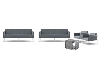 Conjunto de sala de trabajo de 5 piezas 2 sofás de 3 plazas 2 sillones Mesa de centro Gris Unicolor