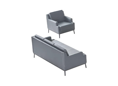 Conjunto de oficina gris oscuro Sillón de 3 plazas Color sólido Diseño moderno