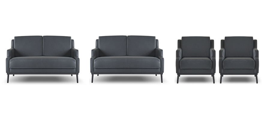 Conjunto de estudio 4 piezas 2x sillón 2x sillón Gris oscuro Liso Moderno
