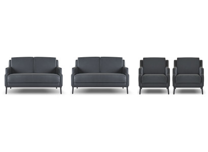 Conjunto de estudio 4 piezas 2x sillón 2x sillón Gris oscuro Liso Moderno