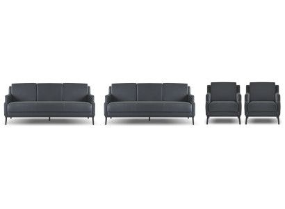 Conjunto de sala de trabajo de 4 piezas 2x sofás de 3 plazas 2x sillones gris oscuro Liso Moderno