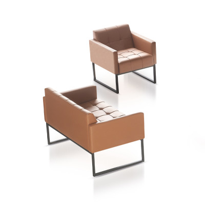 Estudio Marrón Set de 2 piezas de 2 plazas con butaca Color sólido Estilo moderno