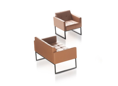Estudio Marrón Set de 2 piezas de 2 plazas con butaca Color sólido Estilo moderno