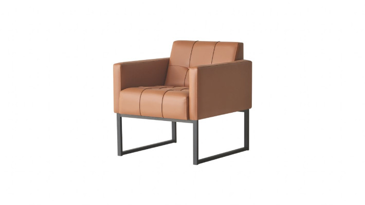 Conjunto de oficina de 4 piezas en color marrón liso, 2 sofás de 2 plazas y 2 sillones de estilo moderno.