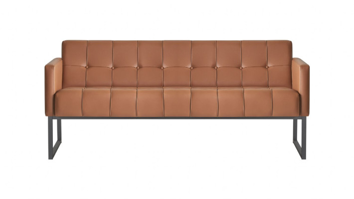 Conjunto de oficina 4 piezas 2 sofás de 3 plazas 2 sillones marrones de estilo moderno de un solo color