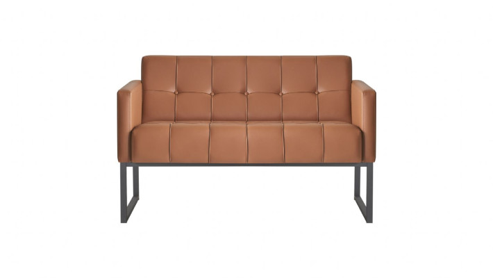 Conjunto de oficina 4 piezas 2 sofás de 3 plazas 2 sillones marrones de estilo moderno de un solo color