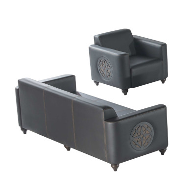 Juego de sala 2 piezas Sillón de 3 plazas Negro Monocolor Diseño Moderno