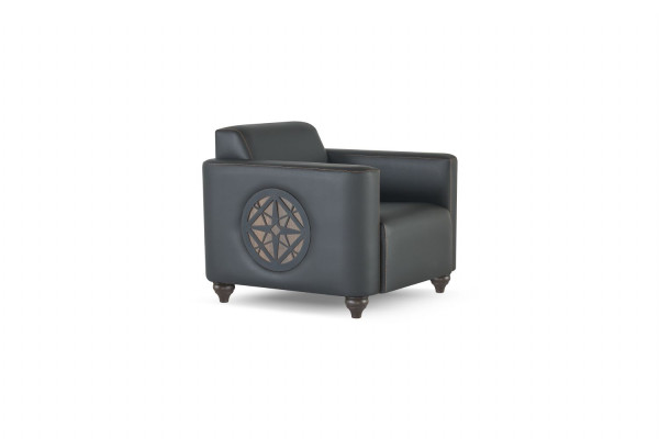 Juego de salón de 4 piezas con 2x sofás de 2 plazas y 2x sillones en color negro para la sala de estar.