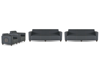 Conjunto de oficina de 4 piezas 2x sofá de 3 plazas 2x sillón Negro Unicolor Moderno
