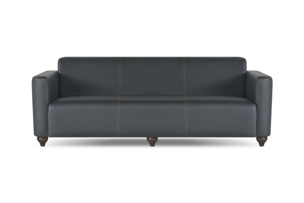 Conjunto de oficina 4 piezas negro 3 plazas 2x sillón marrón mesa de centro moderna.