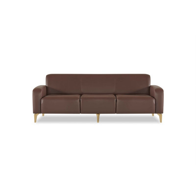 Conjunto de estudio de 2 piezas con sofá de 3 plazas y mesa de centro en color marrón liso para la sala de estar.
