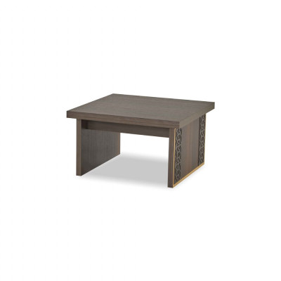 Conjunto de estudio de 2 piezas con sofá de 3 plazas y mesa de centro en color marrón liso para la sala de estar.