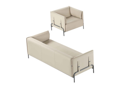 Juego de sala de estar de 2 piezas con sillón de 3 plazas en color beige con cojines de un solo color.