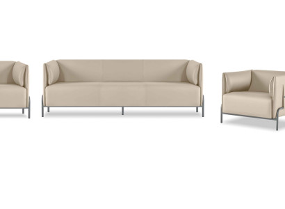 Tapicería de piel sintética beige Conjunto de asientos lujosos para 3 personas 2 sillones de dos plazas 4 piezas