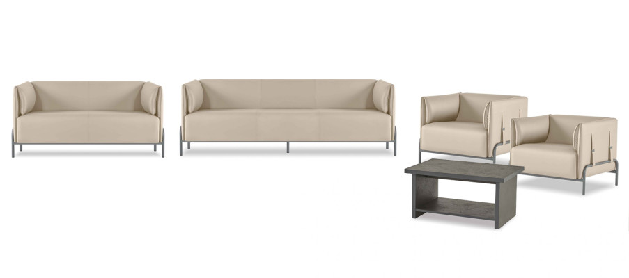 Juego de sala de estar de 5 piezas beige de 3 plazas 2 plazas 2 sillones Gris mesa de café