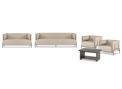 Juego de sala de estar de 5 piezas beige de 3 plazas 2 plazas 2 sillones Gris mesa de café