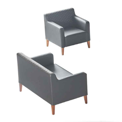 Conjunto de oficina de 2 piezas en negro, sillón de 2 plazas de un solo color, para la sala de estar.
