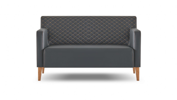 Conjunto de oficina de 2 piezas en negro, sillón de 2 plazas de un solo color, para la sala de estar.