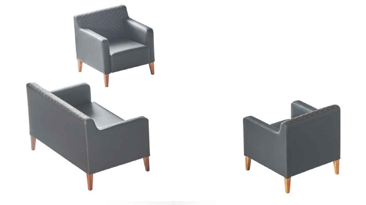 Set de sala de trabajo de 3 piezas, sofá de 2 plazas, 2 sillones negros de color sólido para la sala de estar.