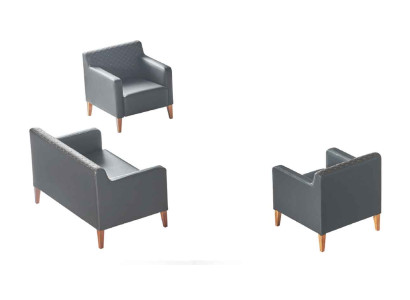 Set de sala de trabajo de 3 piezas, sofá de 2 plazas, 2 sillones negros de color sólido para la sala de estar.