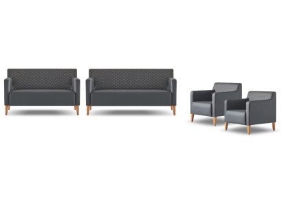 Juego de sala de estar de 4 piezas: sofá de 3 plazas, sofá de 2 plazas, 2 sillones negros.